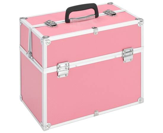 Geantă de cosmetice, roz, 37 x 24 x 35 cm, aluminiu