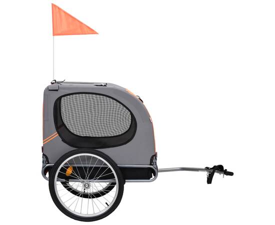 Remorcă de bicicletă pentru câini, portocaliu și gri, 2 image
