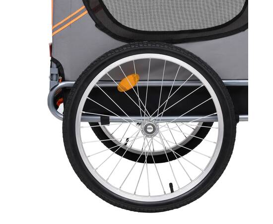 Remorcă de bicicletă pentru câini, portocaliu și gri, 4 image