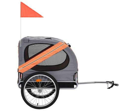 Remorcă de bicicletă pentru câini, portocaliu și gri, 2 image