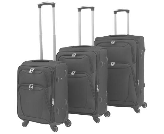 Set de valize din material textil, 3 piese, negru