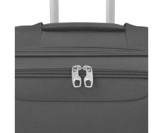 Set de valize din material textil, 3 piese, negru, 8 image