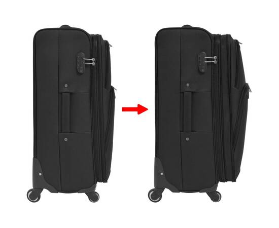 Set de valize din material textil, 3 piese, negru, 10 image