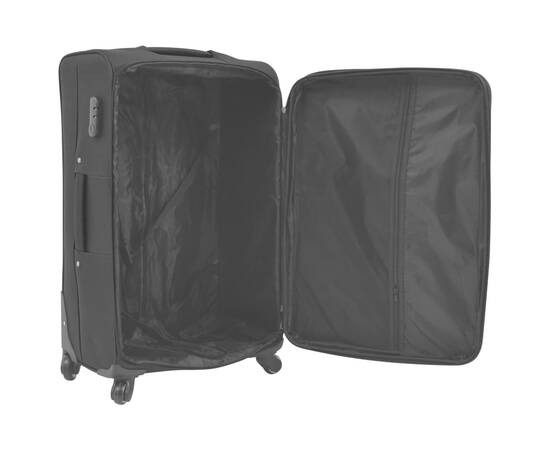Set de valize din material textil, 3 piese, negru, 9 image