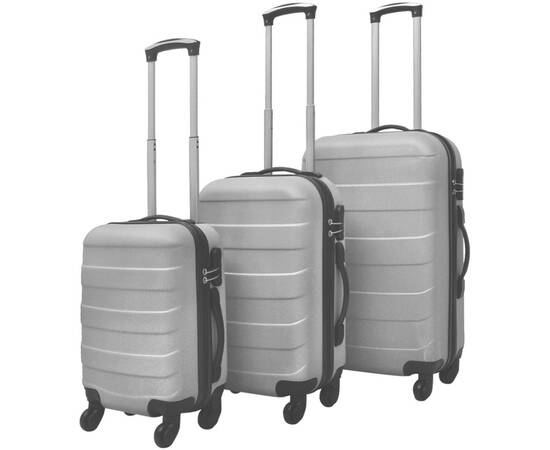 Set valize rigide argintii, 3 buc.