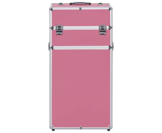 Troler de cosmetice, roz, aluminiu, 3 image