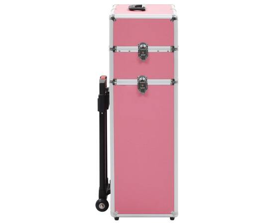Troler de cosmetice, roz, aluminiu, 4 image