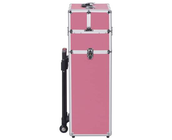 Troler de cosmetice, roz, aluminiu, 4 image