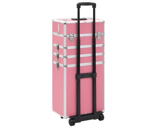Troler de cosmetice, roz, aluminiu, 5 image