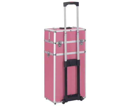 Troler de cosmetice, roz, aluminiu, 5 image