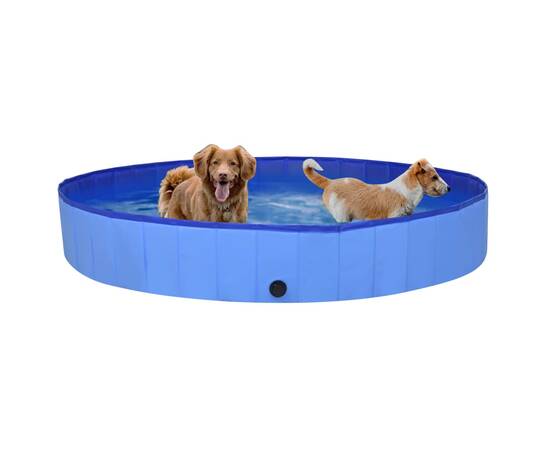 Piscină pentru câini pliabilă, albastru, 200 x 30 cm, pvc, 2 image