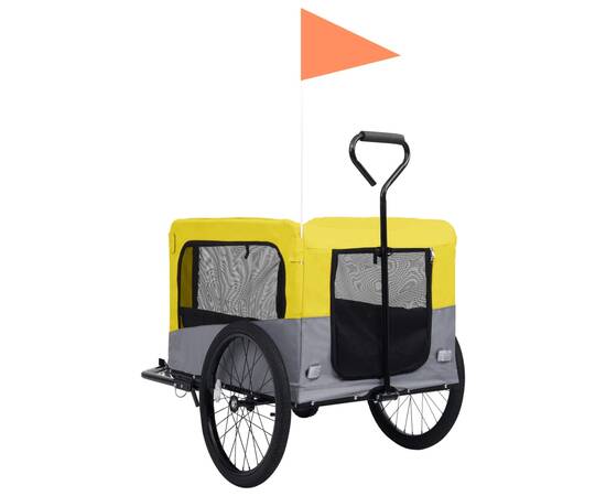 Remorcă bicicletă & cărucior 2-în-1 animale, galben și gri, 6 image