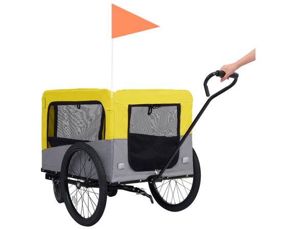 Remorcă bicicletă & cărucior 2-în-1 animale, galben și gri, 2 image