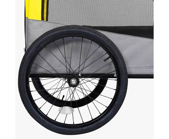 Remorcă bicicletă & cărucior 2-în-1 animale, galben și gri, 9 image
