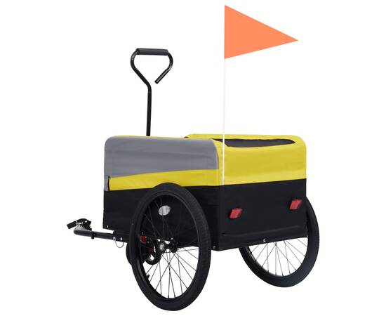 Remorcă bicicletă & cărucior 2-în-1 xxl, galben, gri și negru, 7 image