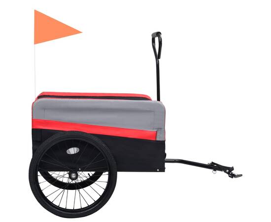 Remorcă bicicletă & cărucior 2-în-1 xxl, roșu, gri și negru, 7 image