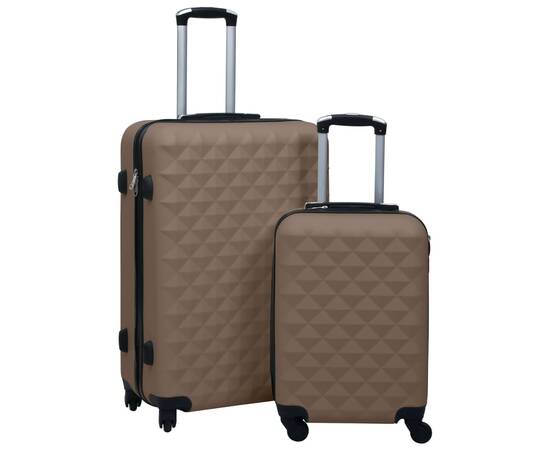 Set de valize cu carcasă rigidă, 2 piese, maro, abs