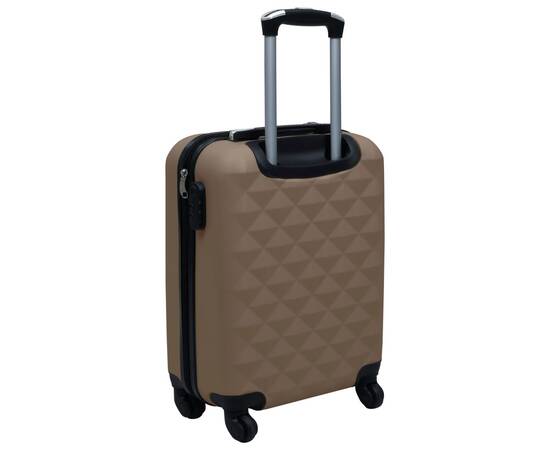 Set de valize cu carcasă rigidă, 2 piese, maro, abs, 9 image