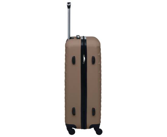 Set de valize cu carcasă rigidă, 2 piese, maro, abs, 4 image