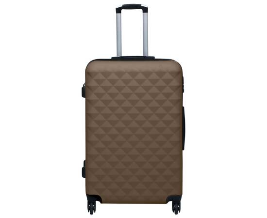 Set de valize cu carcasă rigidă, 3 piese, maro, abs, 2 image