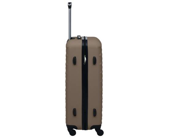Set de valize cu carcasă rigidă, 3 piese, maro, abs, 4 image