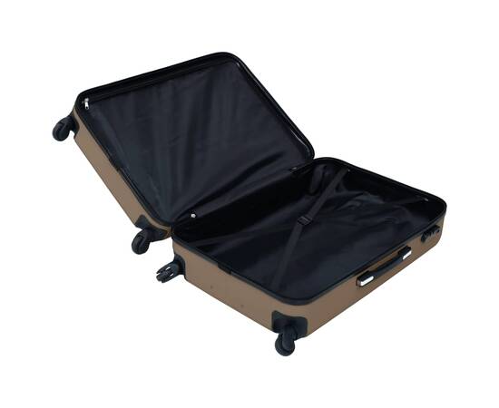 Set de valize cu carcasă rigidă, 3 piese, maro, abs, 6 image