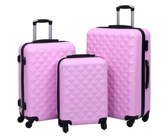 Set de valize cu carcasă rigidă, 3 piese, roz, abs