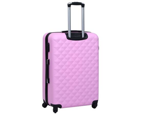 Set de valize cu carcasă rigidă, 3 piese, roz, abs, 4 image
