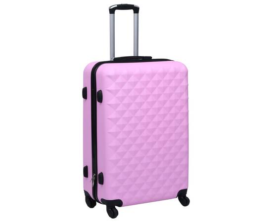 Set de valize cu carcasă rigidă, 3 piese, roz, abs, 2 image