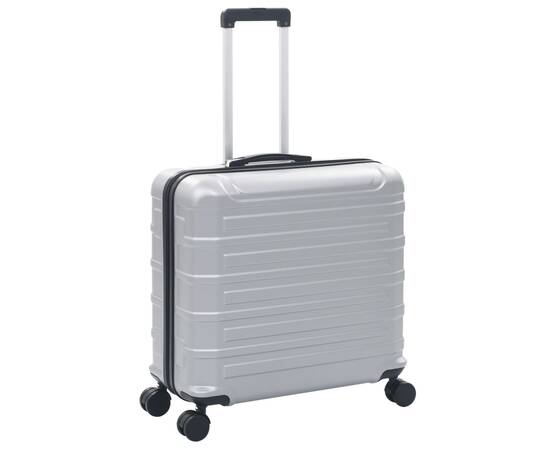 Set valiză carcasă rigidă, 2 buc., argintiu, abs, 3 image