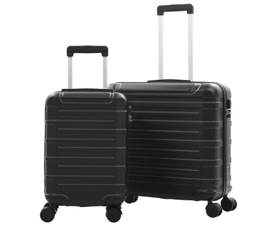 Set valiză carcasă rigidă, 2 buc., negru, abs