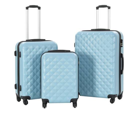 Set valiză carcasă rigidă, 3 buc., albastru, abs