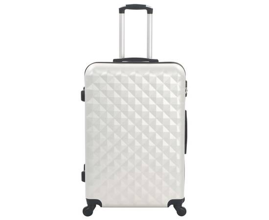 Set valiză carcasă rigidă, 3 buc., argintiu strălucitor, abs, 3 image