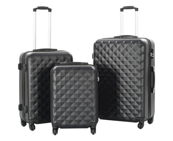 Set valiză carcasă rigidă, 3 buc., negru, abs