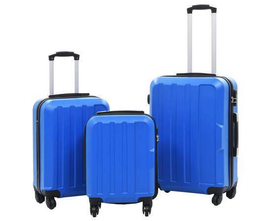 Set valize cu carcasă rigidă, 3 buc., albastru, abs