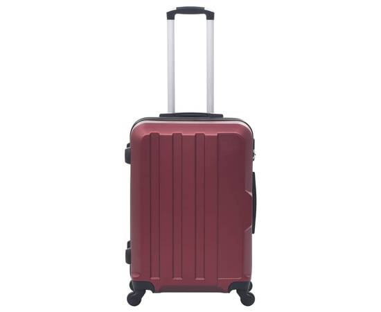 Set valize cu carcasă rigidă, 3 buc., roșu vin, abs, 3 image