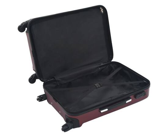 Set valize cu carcasă rigidă, 3 buc., roșu vin, abs, 6 image