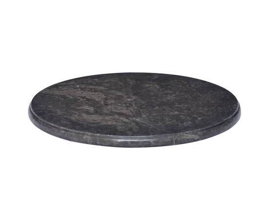 Blat de masă, negru, Ø50x2,5 cm, marmură, 3 image