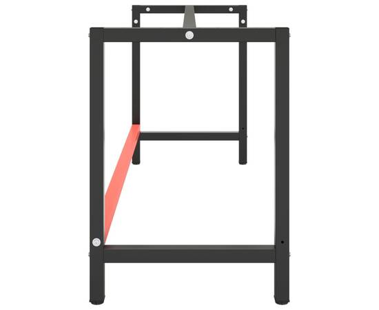 Cadru banc de lucru, negru mat/roșu mat, 180x57x79 cm, metal, 5 image