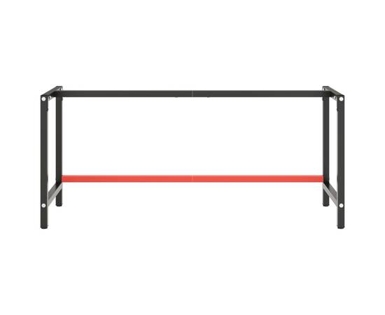 Cadru banc de lucru, negru mat/roșu mat, 180x57x79 cm, metal, 4 image