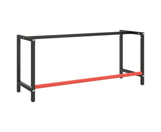 Cadru banc de lucru, negru mat/roșu mat, 180x57x79 cm, metal, 3 image