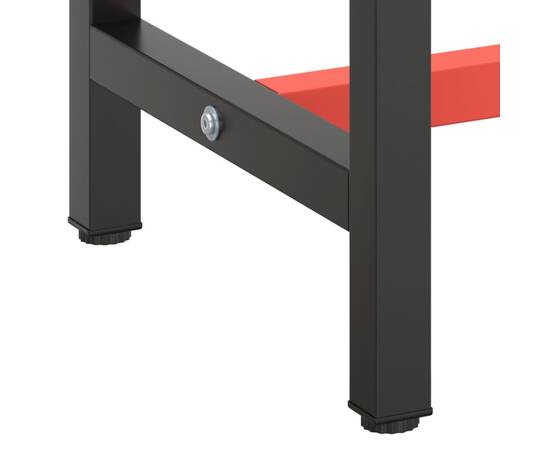 Cadru banc de lucru, negru mat/roșu mat, 190x50x79 cm, metal, 7 image
