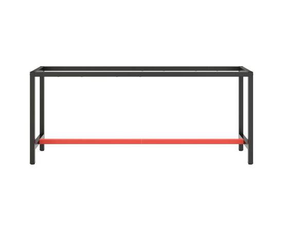 Cadru banc de lucru, negru mat/roșu mat, 190x50x79 cm, metal, 3 image