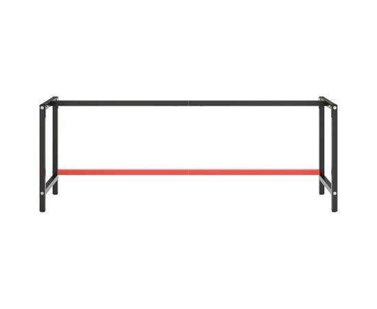 Cadru banc de lucru, negru mat/roșu mat, 220x57x79 cm, metal, 4 image