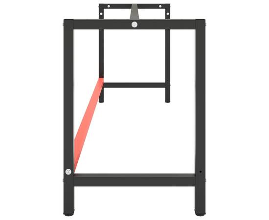 Cadru banc de lucru, negru mat/roșu mat, 220x57x79 cm, metal, 5 image
