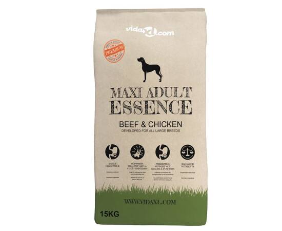 Hrană câini uscată premium maxi adult essence, vită & pui 15 kg, 5 image