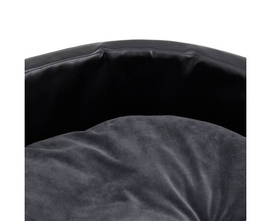 Pat câini, negru/gri închis, 69x59x19 cm, pluș/piele ecologică, 7 image