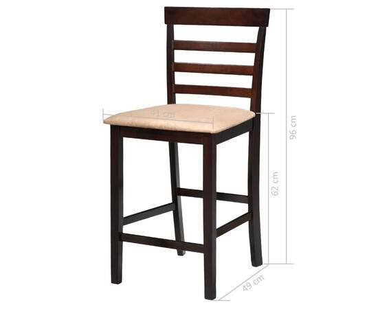Set masă și 4 scaune de bar din lemn, alb, 9 image