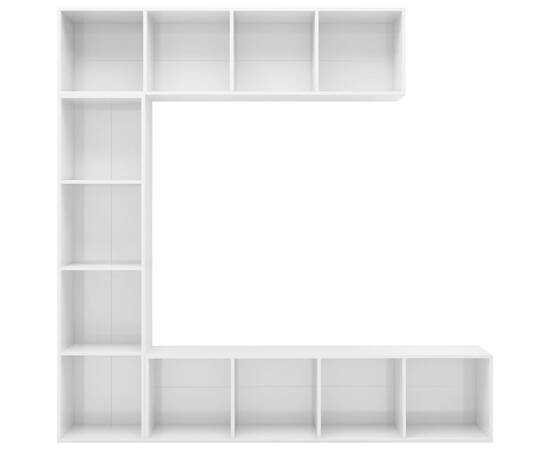 Set bibliotecă tv, 3 piese, alb foarte lucios, 180x30x180 cm, 4 image