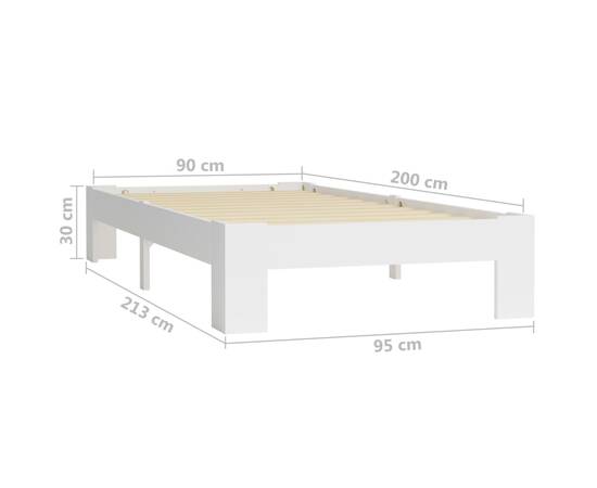 Cadru de pat, alb, 90 x 200 cm, lemn masiv de pin, 6 image